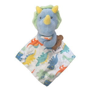 Baby Essentials Blue Triceratops Dinosaur Lovey Plush Security Blanket Soft 13"